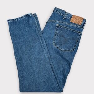 VTG Polo Ralph Lauren Mens Authentic Dungarees Blue Denim Jeans MI USA 38x32